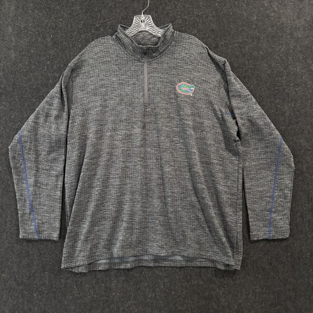 Florida Gators Pullover Men's XXL Heather Gray Long Sleeve Sweater Quarter Zip